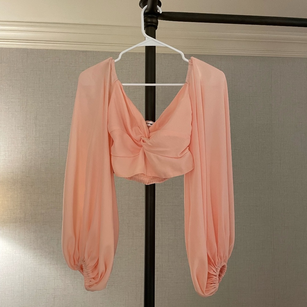 Light Pink Long Sleeve Crop Top